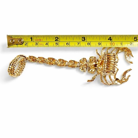 Gold Tone Scorpion Rhinestone Stretch Ring - Picture 6 of 8